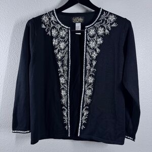 VTG Sparkle & Shine: Bob Mackie Wearable Art Silver Embellished Black Sweater